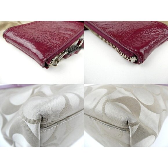 Coach Signature Khaki Burgundy Laura Tote Shoulder Bag F18335 - Picture 9 of 14